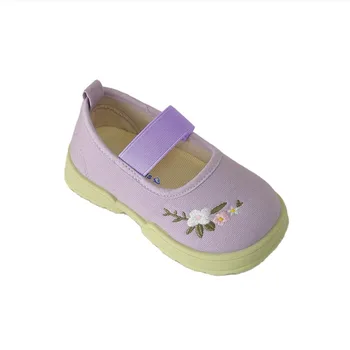 Весенняя обувь для девочек, детская парусиновая обувь с низким берцем, милая мягкая удобная обувь для прогулок