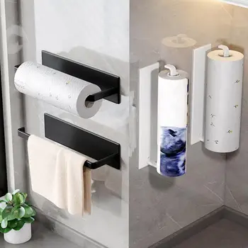 Удобный держатель для бумажных полотенец, простая установка, держатель для рулона бумаги, компактный органайзер, Самоклеящаяся планка для бумажных полотенец