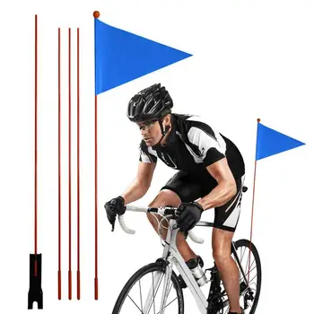 Флаг безопасности велосипеда Водонепроницаемый Велосипедный флаг с шестами из стекловолокна 2,2 м Задний Декоративный флаг велосипеда для электромобиля Гольф-кара