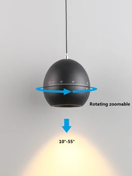 Масштабируемая светодиодная подвесная лампа для прикроватной тумбочки в спальне, точечный светильник с зумом, регулируемый шар для фокусировки, Подвесные светильники на длинном шнуре