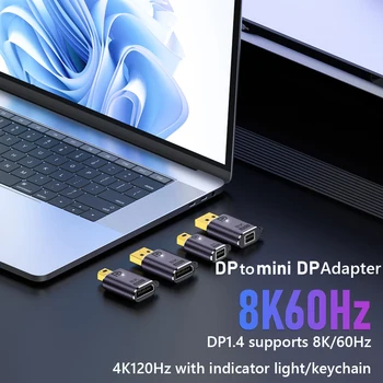 Адаптер данных DP1.4-Mini DP 8K 60Hz, портативный преобразователь, режим двойного проекционного экрана, Подключи и играй для настольных компьютеров, ноутбуков