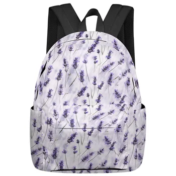 Акварельный рюкзак с цветами лаванды, школьные сумки для подростков, студенческие сумки для девочек, Сумка для ноутбука, Женский повседневный рюкзак для путешествий
