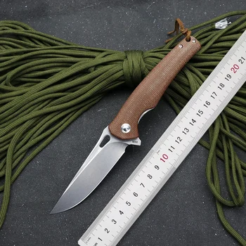 Высококачественное Складное лезвие M390, Льняная ручка, шарикоподшипник, нож для выживания в походе, Фруктовый нож EDC Tool