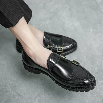 2023 Мужская кожаная модная обувь, роскошный бренд для мужчин, мужская удобная повседневная обувь, универсальная мужская обувь без застежки