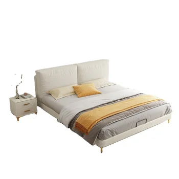 мягкая кровать антикварная роскошная современная кровать размера King size с деревянным каркасом для хранения мебели в спальне