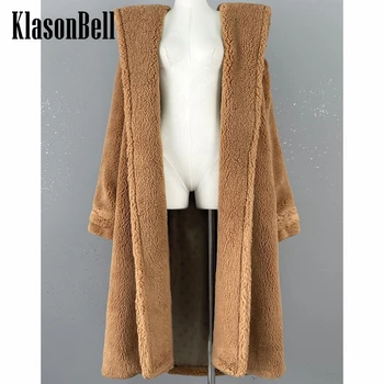 9,6 KlasonBell Модное пальто с капюшоном, сохраняющее тепло, Подкладка из жаккардовой флисовой смеси с надписью, женское пальто