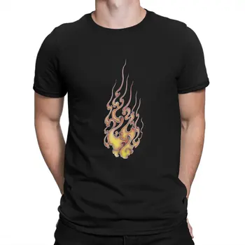 Футболка с изображением Японского Демона с огненным рисунком, графические мужские топы, Винтажная летняя одежда в стиле панк из полиэстера, футболка Harajuku