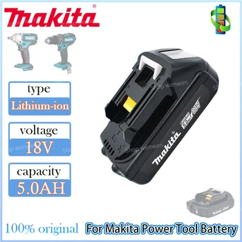 Makita 5.0Ah 18V Оригинальный Литий-Ионный Аккумулятор Для BL1830 BL1815 BL1860 BL1850 194205-3 Сменный Аккумулятор Электроинструмента