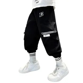 Детские спортивные штаны, детские брюки-карго с карманом, весенне-осенняя повседневная одежда 2023 года, хлопковые длинные брюки для мальчиков, спортивные штаны для бега