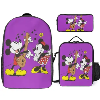 Изготовленный на заказ рюкзак Disney с рисунком классического мультяшного персонажа, набор для ланча, пенал, рюкзак большой емкости