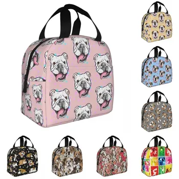 Английский Бульдог, изолированная сумка для ланча, Британская собака, портативный холодильник, термобокс для Бенто, женские сумки для школьников, сумки для пикника