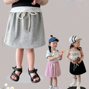 Юбки для девочек в корейском стиле, повседневные спортивные юбки, летняя детская одежда