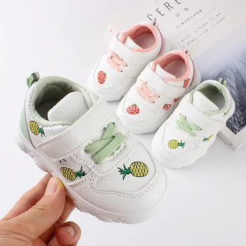 Обувь для новорожденных, Детская Повседневная Обувь, Кроссовки из искусственной кожи для мальчиков и девочек с рисунком клубники и ананаса