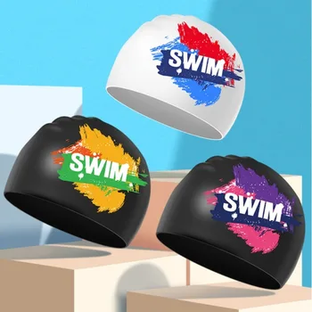 Индивидуальность Силиконовая эластичная буква Уши Защищают Эластичная шляпа для дайвинга Буквенная шапочка для плавания Плавательные шапочки Силиконовая шапочка для плавания