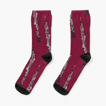 Гобой на темно-красных носках, мужские носки, носки дизайнерского бренда, носки для женщин