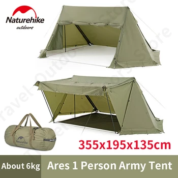 Палатка Naturehike Ares Хлопковая одноместная армейская палатка Водонепроницаемая переносная палатка-укрытие для дымохода на 1 человека, большая походная палатка для кемпинга