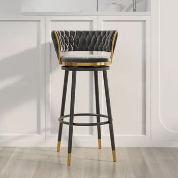 Кожаный барный стул Lift L, черный, современный, с высоким поворотом, Европейский Роскошный Барный стул, Металлический дизайн, Поворотная мебель, стулья