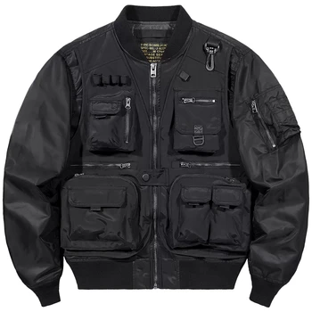 Тактические куртки-бомберы, функциональные пальто с множеством карманов, ветровка, весенняя уличная одежда в стиле хип-хоп, мужские топы, технологичная мужская одежда