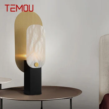 Настольная лампа TEMOU Nordic Marble Роскошное Современное искусство Семейная Гостиная Спальня Светодиодная Декоративная настольная лампа для творчества