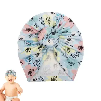 Детский тюрбан с цветочным рисунком для новорожденных девочек, головные уборы для маленьких девочек 0-3 месяцев и 1-2 года Для фотосессий, спортивных душевых