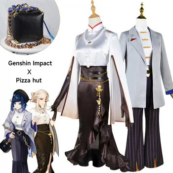 Genshin Impact Numbers Pizza Hut Косплей Парик Косплей Аниме игра Genshin Косплей Парик Одежда Полный комплект костюмов на Хэллоуин