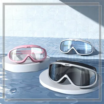 Профессиональные очки для плавания для мужчин и женщин, очки для взрослых, очки для плавания в большой оправе HD, очки для дайвинга UV400, очки для воды