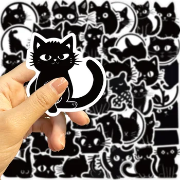 50ШТ Наклеек с черным котом для альбома для вырезок, канцелярские принадлежности, наклейка с животными, принадлежности для рукоделия, материал для скрапбукинга, винтажная наклейка для детей