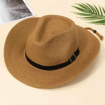 Мужская ковбойская шляпа в западном стиле, женская пляжная шляпа с приливами, солнцезащитная шляпа с большими полями, летняя подарочная шляпа, соломенная шляпа с защитой от солнца