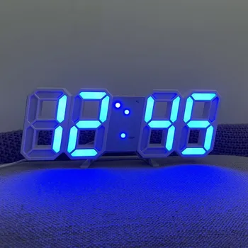 3D СВЕТОДИОДНЫЕ Цифровые Часы настенные деко Светящиеся В Ночном Режиме Регулируемые Электронные Настольные Часы Настенные Часы украшение гостиной Светодиодные Часы
