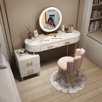 Современный туалетный столик для мебели спальни Роскошные домашние комоды Nordic Ins Туалетный столик для макияжа Шкаф для хранения Туалетный стул