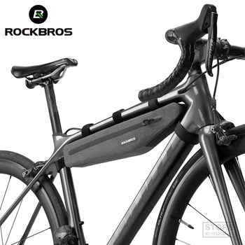 ROCKBROS 1,5 л Полностью водонепроницаемая Велосипедная сумка Передняя труба Треугольная Двойная молния, устойчивая к царапинам Велосипедная сумка Аксессуары для велосипедов