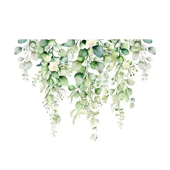 Съемная наклейка на туалет, яркие зеленые цветы растений, Наклейка на туалет, Самоклеящийся настенный декор для домашней ванной комнаты с уникальным цветочным рисунком