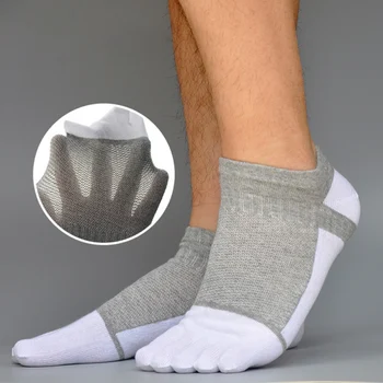 Носки Мужские Удобные тонкие носки с пятью пальцами, Короткая Сетчатая строчка, цветные Хлопчатобумажные носки