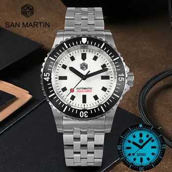 Роскошные мужские часы San Martin для дайвинга из нержавеющей стали Miyota 8215, автоматические механические наручные часы, водонепроницаемые, светящиеся на 20 бар, BGW9