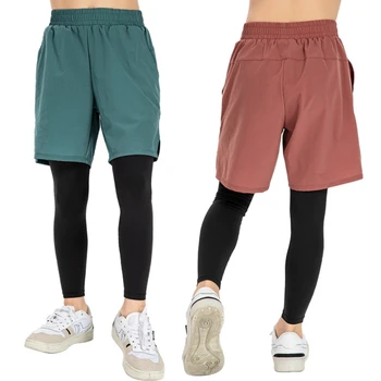Дышащая функциональная ткань, Детские шорты для активного бега, Носимые брюки, Баскетбольные трико с 4-полосной эластичностью, Брюки