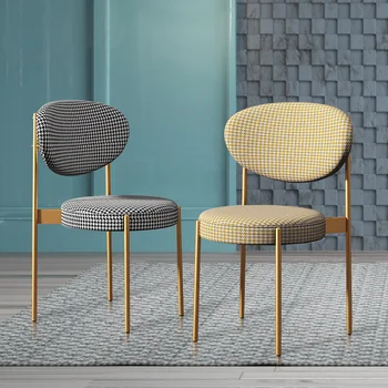 Nordic Light, роскошные льняные обеденные стулья для кухонной мебели, современный бытовой обеденный стул в клетку, стулья для ресторана со спинкой