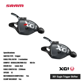 SRAM X01 Eagle Trigger Shifter 12SP Кованый алюминиевый спусковой крючок разработан для лучшей переносимости злоупотреблений Улучшенного ощущения рычага и точности