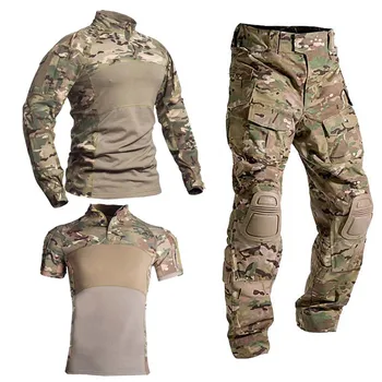 Мужская форма для страйкбола, пейнтбольные тренировочные комплекты, военные брюки, сафари, тактические брюки + колодки, армейские боевые рубашки, армейские камуфляжные костюмы, Новые