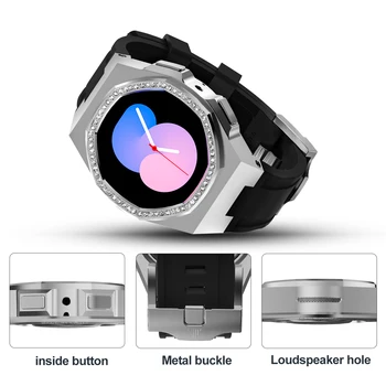 Комплект для модификации с бриллиантами, резиновый ремешок для Samsung Watch 5 40 мм, силиконовый ремешок, модифицированный чехол для Galaxy Watch 4 40 мм, защитный чехол