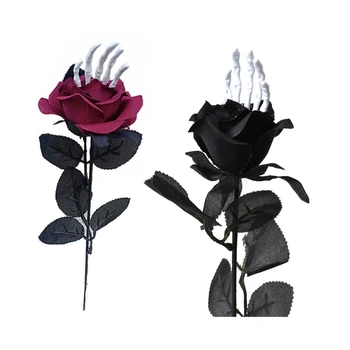 Цветок розы из кости руки на Хэллоуин для дома с привидениями, украшение на Хэллоуин, Букет из цветов своими руками для домашней спальни