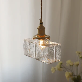 Современный минималистичный Стеклянный блеск, Светодиодное освещение, Латунная Прикроватная лампа, Японская Роскошная Люстра для спальни, столовой