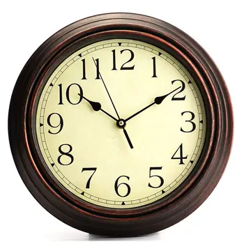 12-Дюймовые Круглые Классические часы в стиле Ретро, Не Тикающие Кварцевые Декоративные Настенные Часы
