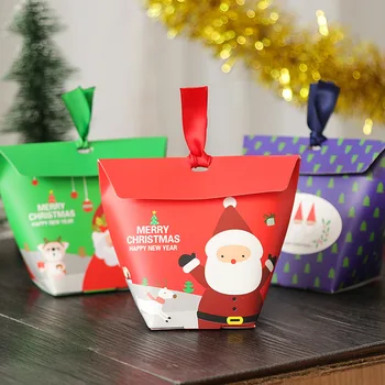 5шт Рождественская бумажная коробка для маффинов, конфет, Санта-Клаус, подарочная коробка для детского торта, сувениры для вечеринок, Рождественское Новогоднее украшение Navidad