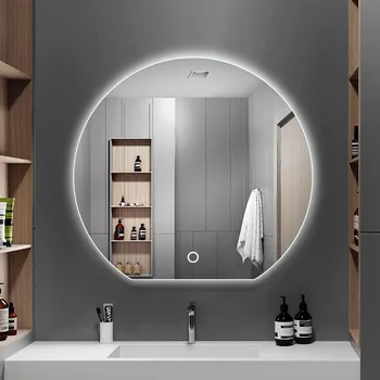 Сенсорные зеркала против ванны Bluetooth Круглые зеркала для ванны с скандинавской подсветкой Современный Стиль Душ Espejo Принадлежности для ванной комнаты WW50BM