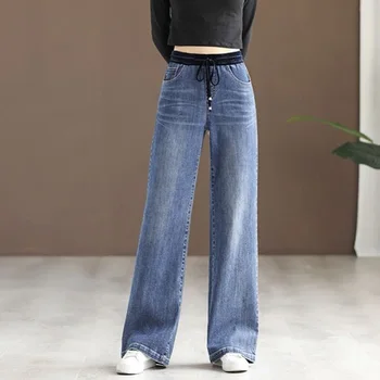 Новые джинсы, мешковатые для женщин, Корейская уличная одежда с высокой талией, женские брюки, модный тренд Y2k, зимняя одежда для мам