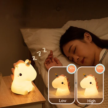 Милый мягкий ночник с энергосберегающей проекцией, мультяшный единорог, детские игрушки для сна, защита глаз