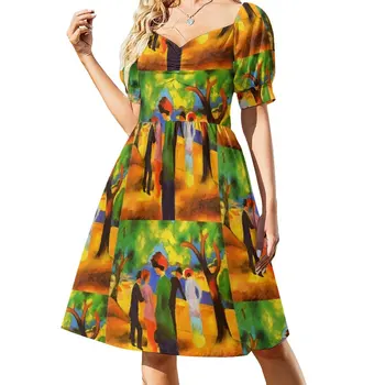Новый August Macke - Женщина в зеленом жакете, платье без рукавов, элегантное платье, вечерние платья, летние платья