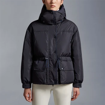 Женская куртка white goose, утепленная куртка для горячего хлеба, съемный капюшон, большой карман, мнется, легкая, зима, новинка, y2k
