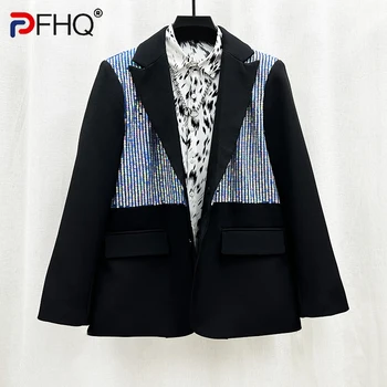 PFHQ, мужской корейский костюм с пайетками, куртки, модный стиль, дизайн тяжелой промышленности, мужское модное осеннее пальто с карманами, 21Z2198