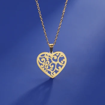 Выдолбленный кулон в виде сердца, ожерелье из нержавеющей стали, Полый Изысканный Элегантный для женщин, подарки на годовщину свадьбы, Классические Новинки